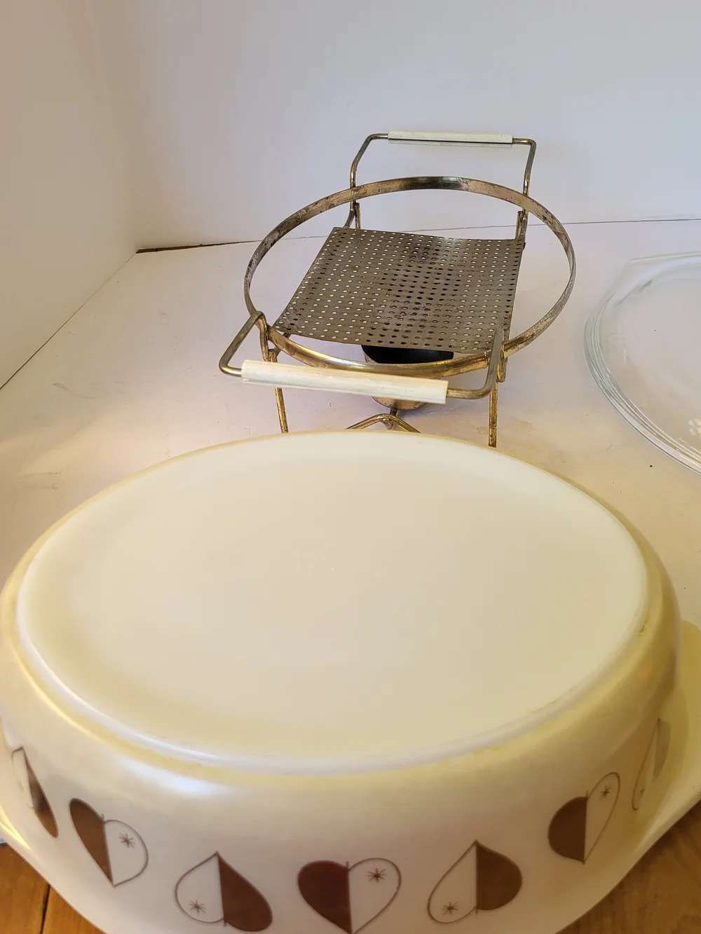 Vintage PYREX Golden Hearts Chafing Casserole W/ Lid Limited Edition
